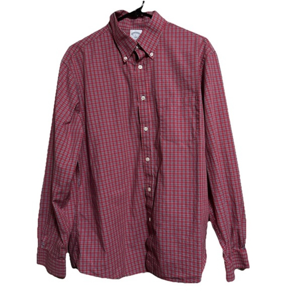 Brooks Brothers Mens L Regent 1818‎ Plaid Button Shirt Collared Long Sleeve